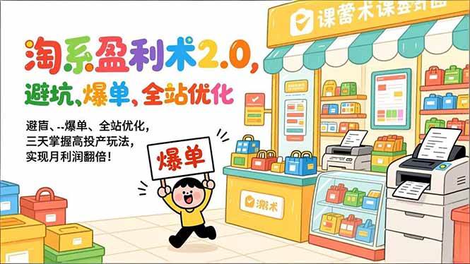 （17127期）淘系盈利术2.0，避坑、爆单、全站优化，三天掌握高投产玩法，实现月利润翻倍！-星玥资源网