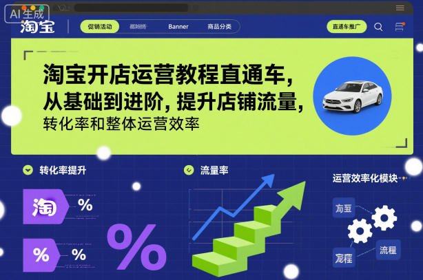 淘宝开店运营教程直通车，从基础到进阶，提升店铺流量，转化率和整体运营效率（更新11月）-星玥资源网