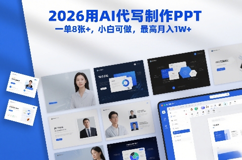 2026用AI代写制作PPT，一单8张+，小白可做，最高月入1W+-星玥资源网