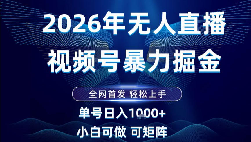 2026最新视频号无人直播掘金，全网首发，小白可以玩，长期稳定日入1k+【揭秘】-星玥资源网