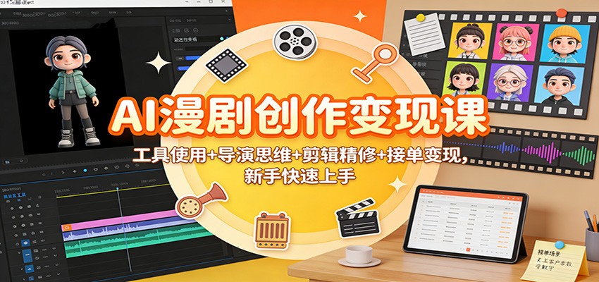 AI漫剧创作变现课：工具使用+导演思维+剪辑精修+接单变现，新手快速上手-星玥资源网