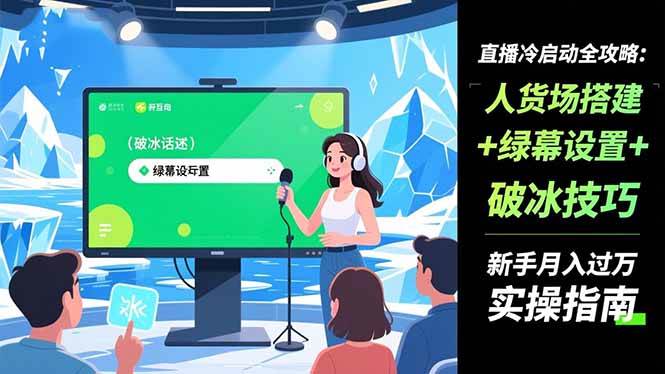 （16605期）直播冷启动全攻略:人货场搭建+绿幕设置+破冰技巧，新手月入过万实操指南-星玥资源网