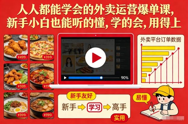 人人都能学会的外卖运营爆单课，新手小白也能听的懂，学的会，用得上-星玥资源网