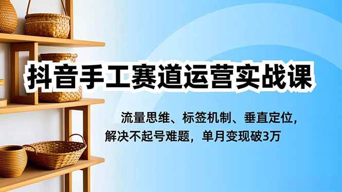 （16667期）抖音手工赛道运营实战课，流量思维、标签机制、垂直定位，解决不起号难题，单月变现破3万-星玥资源网
