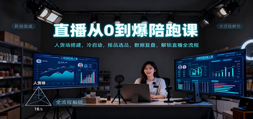 直播从0到爆陪跑课：人货场搭建，冷启动，排品选品，数据复盘，解锁直播全流程-星玥资源网