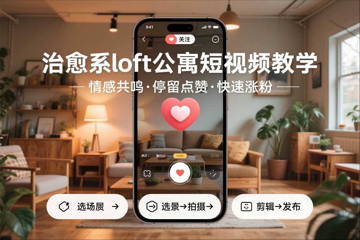 治愈系loft公寓短视频制作教学，情感共鸣引停留点赞关注，快速起号涨粉-星玥资源网