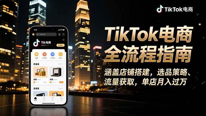 （16524期）TikTok电商全流程指南，涵盖店铺搭建、选品策略、流量获取，单店月入过万-星玥资源网