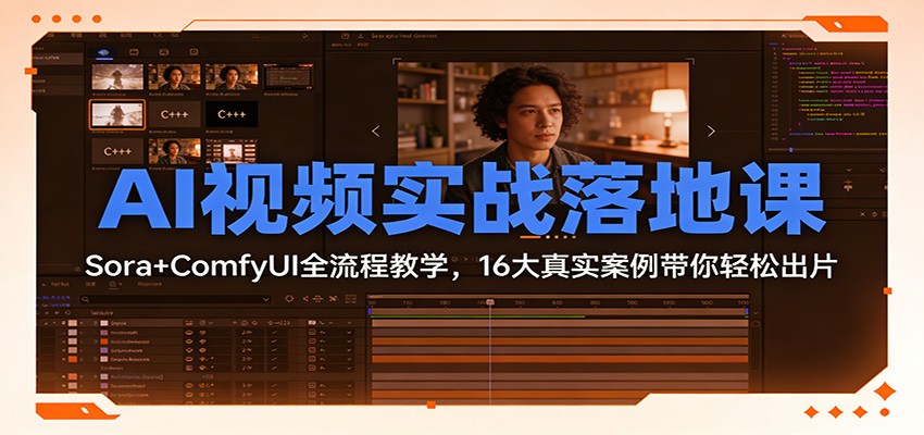 AI视频实战落地课：Sora+ComfyUI全流程教学，16大真实案例带你轻松出片-星玥资源网