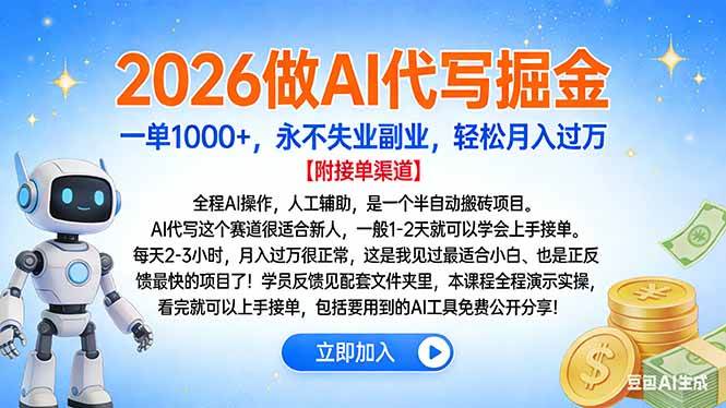 （16924期）2026做AI代写掘金，一单1000+，永不失业副业，轻松月入过万-星玥资源网