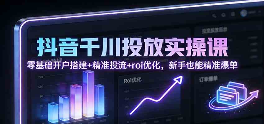 抖音千川投放实操课：零基础开户搭建+精准投流+roi优化，新手也能精准爆单-星玥资源网
