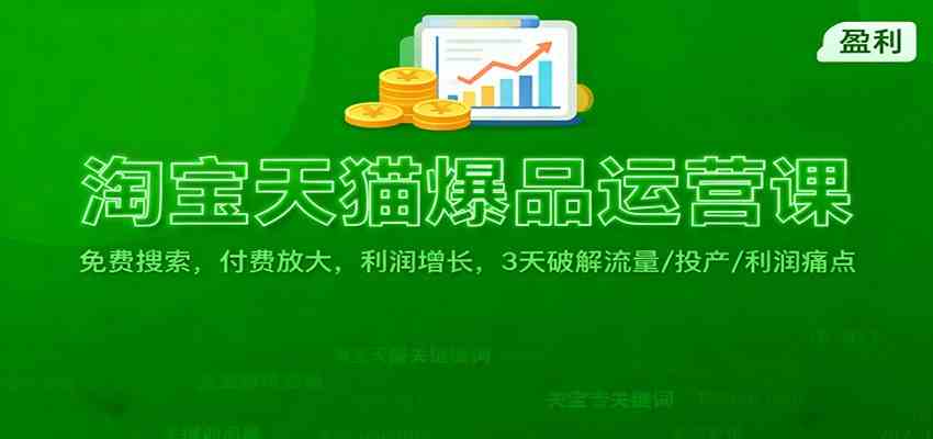 淘宝天猫爆品运营课：免费搜索，付费放大，利润增长，3 天破解流量/ 投产/利润痛点-星玥资源网