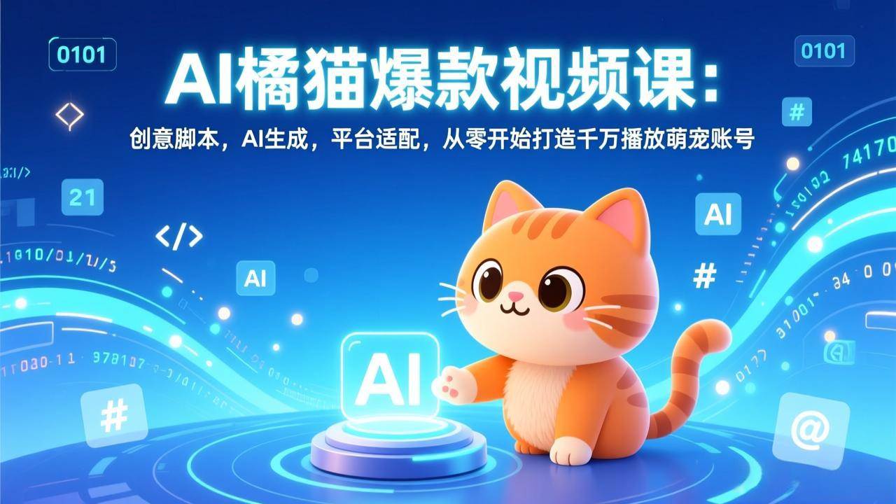 （17091期）AI橘猫爆款视频课：创意脚本，AI生成，平台适配，从零开始打造千万播放萌宠账号-星玥资源网