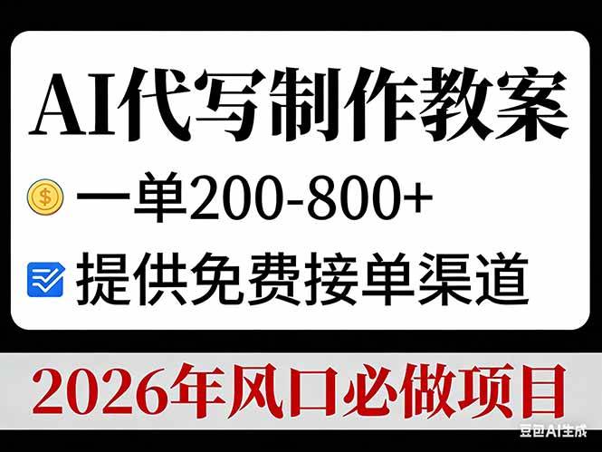 （17096期）AI代写制作教案，一单200-800+，提供免费接单渠道，2026年风口必做项目-星玥资源网
