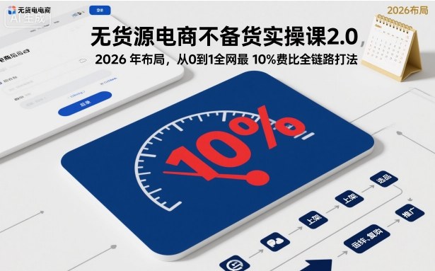 无货源电商不备货实操课2.0，2026年布局，从0到1全网最低10%费比全链路打法【更新】-星玥资源网