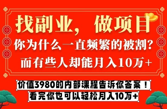 价值3980的网创内部课程，告诉你互联网创业月入10个W的秘密【揭秘】-星玥资源网
