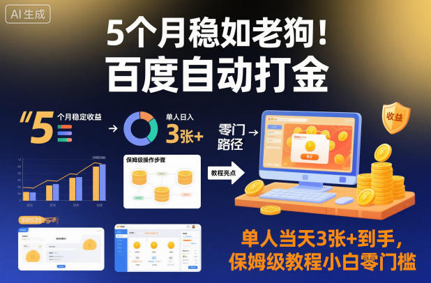 5个月稳如老狗！百度自动打金，单人当天3张+到手，保姆级教程小白零门槛【揭秘】-星玥资源网