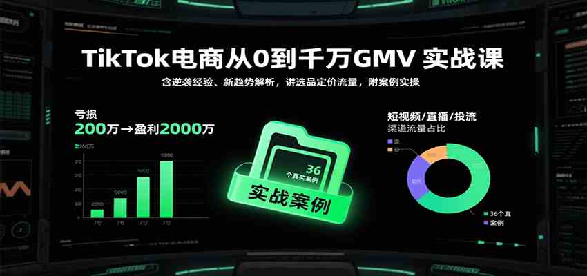 TikTok电商从0到千万GMV实战课，含逆袭经验、新趋势解析，讲选品定价流量等（更新）-星玥资源网