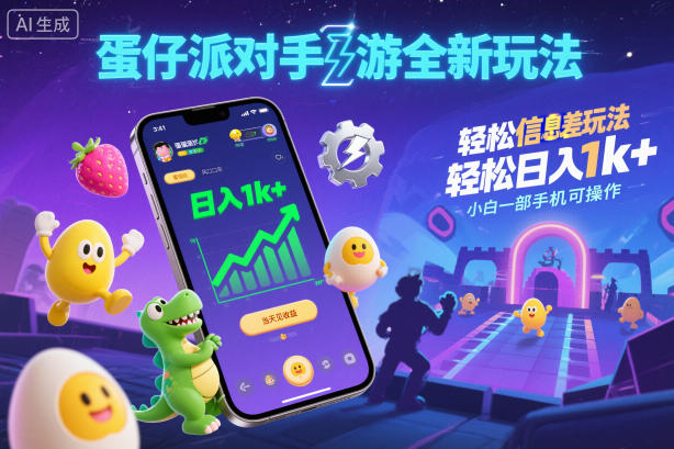 蛋仔派对手游全新玩法，轻松日入1k+，风口信息差玩法，当天见收益，小白一部手机可操作-星玥资源网