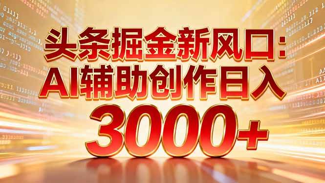 （16923期）头条掘金新风口：AI辅助创作日入3000+，矩阵玩法当天启动隔天见效-星玥资源网