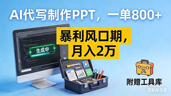 （16967期）AI代写制作PPT，一单800+， 暴利风口期，月入2万【附工具】-星玥资源网
