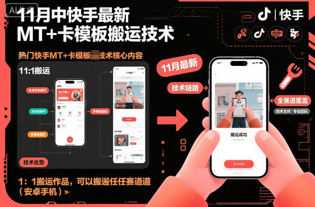 11月中快手最新MT+卡模板搬运技术，1：1搬运作品，可以搬运任何赛道（安卓手机）-星玥资源网