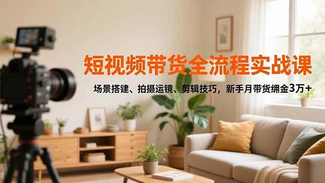 （16680期）短视频带货全流程实战课，场景搭建、拍摄运镜、剪辑技巧，新手月带货佣金3万+-星玥资源网