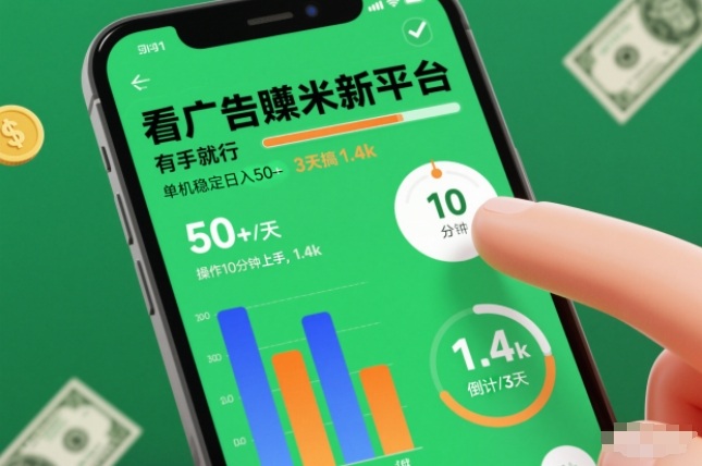 看广告賺米新平台，有手就行，单机稳定日入50+，操作10分钟上手，3天搞了1.4k【揭秘】-星玥资源网