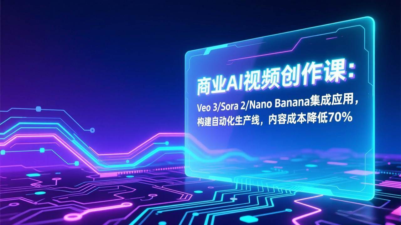 （17070期）商业AI视频创作课：Veo 3/Sora 2/Nano Banana集成应用，构建自动化生产线，内容成本降低70%-星玥资源网