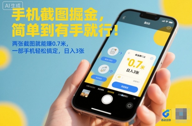 手机截图掘金，简单到有手就行！两张截图就能賺0.7米，一部手机轻松搞定，日入3张【揭秘】-星玥资源网