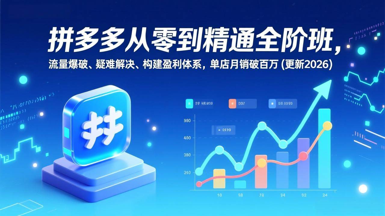 （17148期）拼多多从零到精通全阶班，流量爆破、疑难解决，构建盈利体系，单店月销破百万(更新2026)-星玥资源网