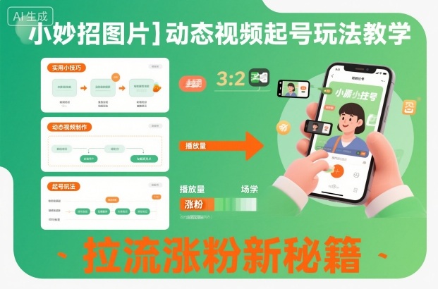 小妙招图片＋动态视频起号玩法教学，拉流涨粉新秘籍-星玥资源网