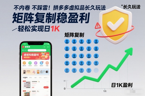 不内卷不踩雷！拼多多虚拟品长久玩法，矩阵复制稳盈利，轻松实现日1K【揭秘】-星玥资源网