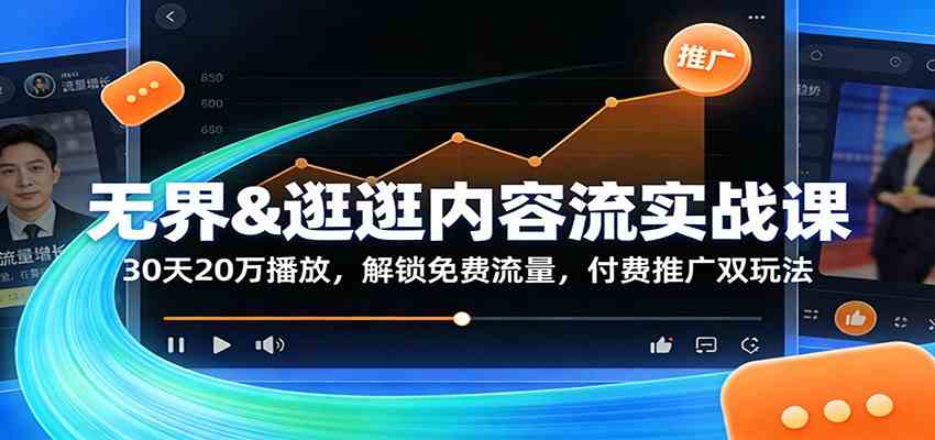 无界&逛逛内容流实战课：30天20万播放，解锁免费流量，付费推广双玩法-星玥资源网