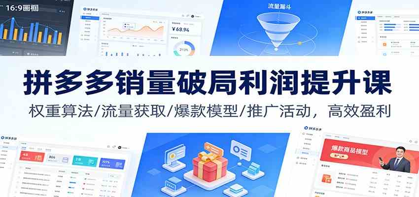 拼多多销量破局利润提升课：权重算法/流量获取/爆款模型/推广活动，高效盈利-星玥资源网