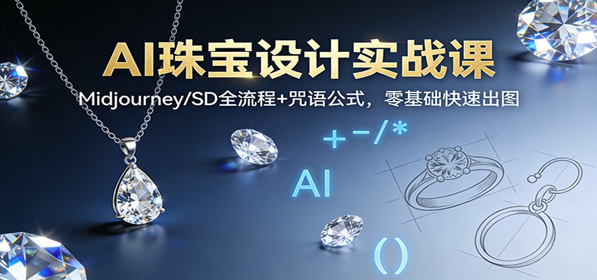 AI珠宝设计实战课：Midjourney/SD全流程+咒语公式，零基础快速出图-星玥资源网