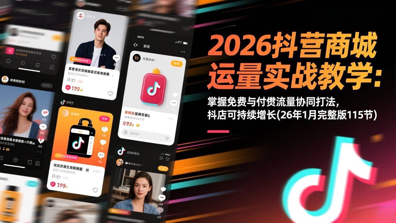 （17165期）2026抖音商城运营实战教学：掌握免费与付费流量协同打法，抖店可持续增长(26年1月完整版115节)-星玥资源网