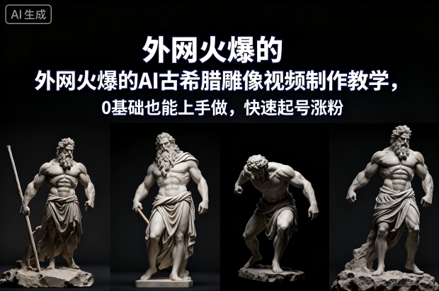 外网火爆的AI古希腊雕像视频制作教学，0基础也能上手做，快速起号涨粉-星玥资源网