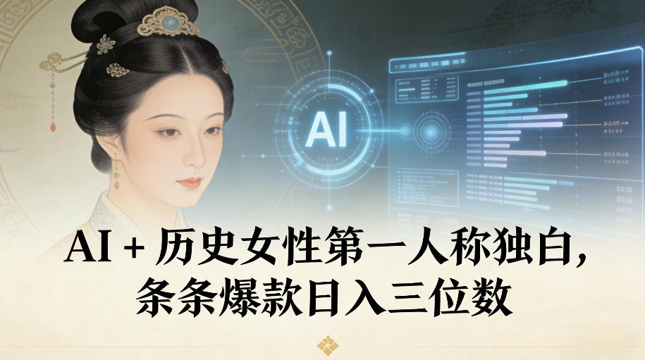 AI+历史女性第一人称独白，条条爆款日入三位数-星玥资源网