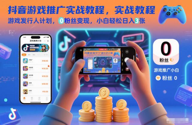 抖音游戏推广实战教程，游戏发行人计划，0粉丝变现，小白轻松日入3张-星玥资源网