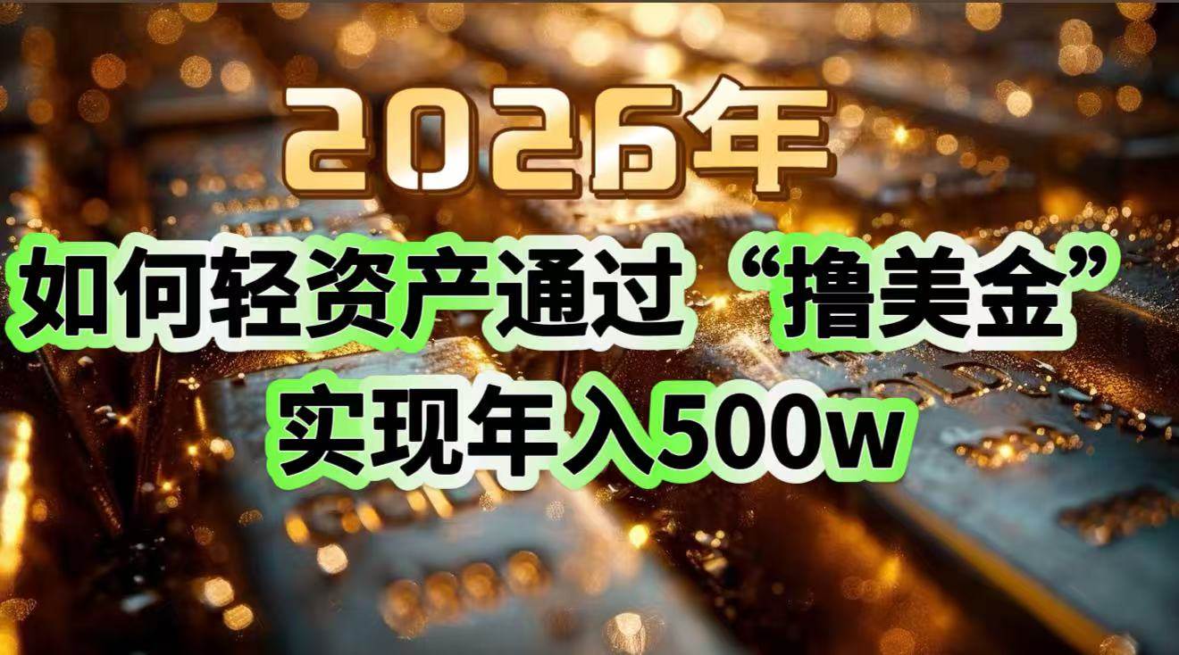 （17033期）2026年如何轻资产通过“撸美金”实现年入500w-星玥资源网