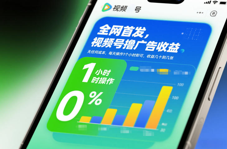 全网首发，视频号撸广告收益，无任何成本，每天操作1个小时即可，收益几十到几张-星玥资源网
