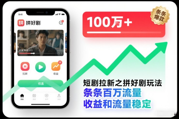 短剧拉新之拼好剧玩法，条条百万流量，收益和流量稳定-星玥资源网