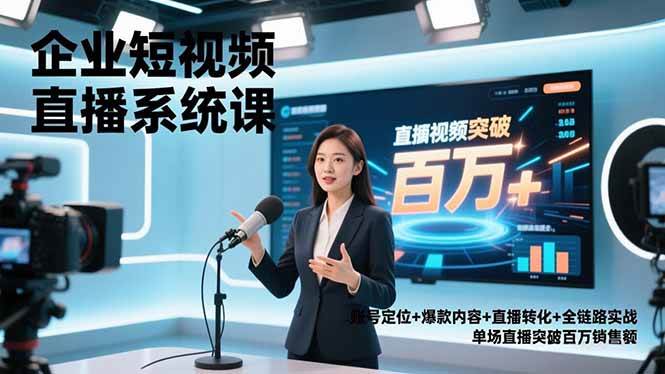 （16878期）企业短视频直播系统课，账号定位+爆款内容+直播转化+全链路实战，单场直播突破百万销售额-星玥资源网