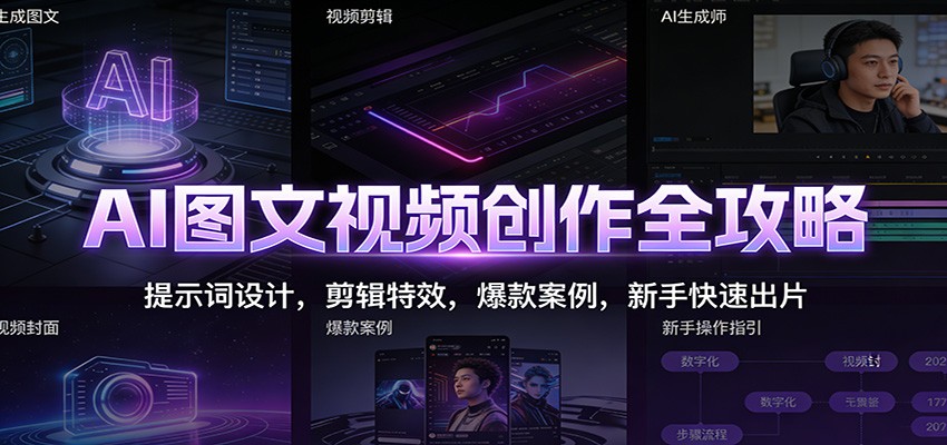 AI图文视频创作全攻略:提示词设计,剪辑特效,爆款案例,新手快速出片 AI图文视频创作全攻略:提示词设计,剪辑特效,爆款案例,新手快速出片