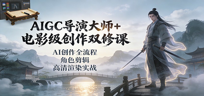 AIGC导演大师+电影级创作双修课：AI创作全流程、角色剪辑、高清渲染实战-星玥资源网