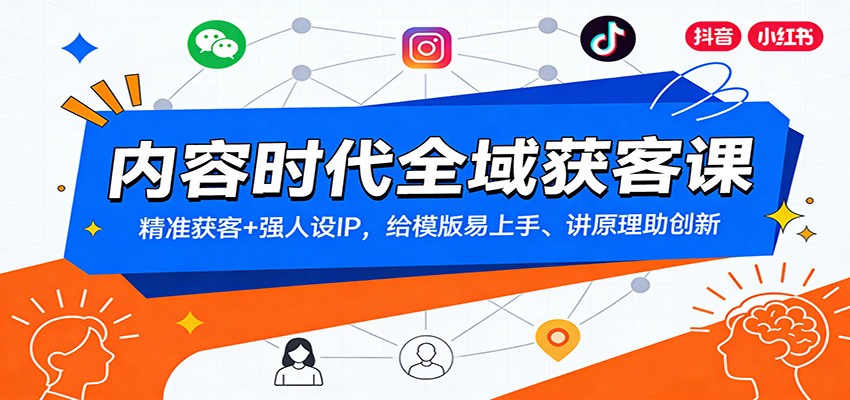 内容时代全域获客课：精准获客+强人设IP，给模版易上手、讲原理助创新-星玥资源网