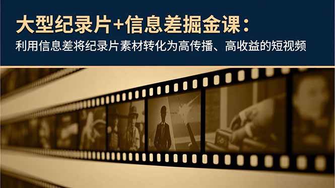 （16741期）大型纪录片+信息差掘金课：利用信息差将纪录片素材转化为高传播、高收益的短视频-星玥资源网